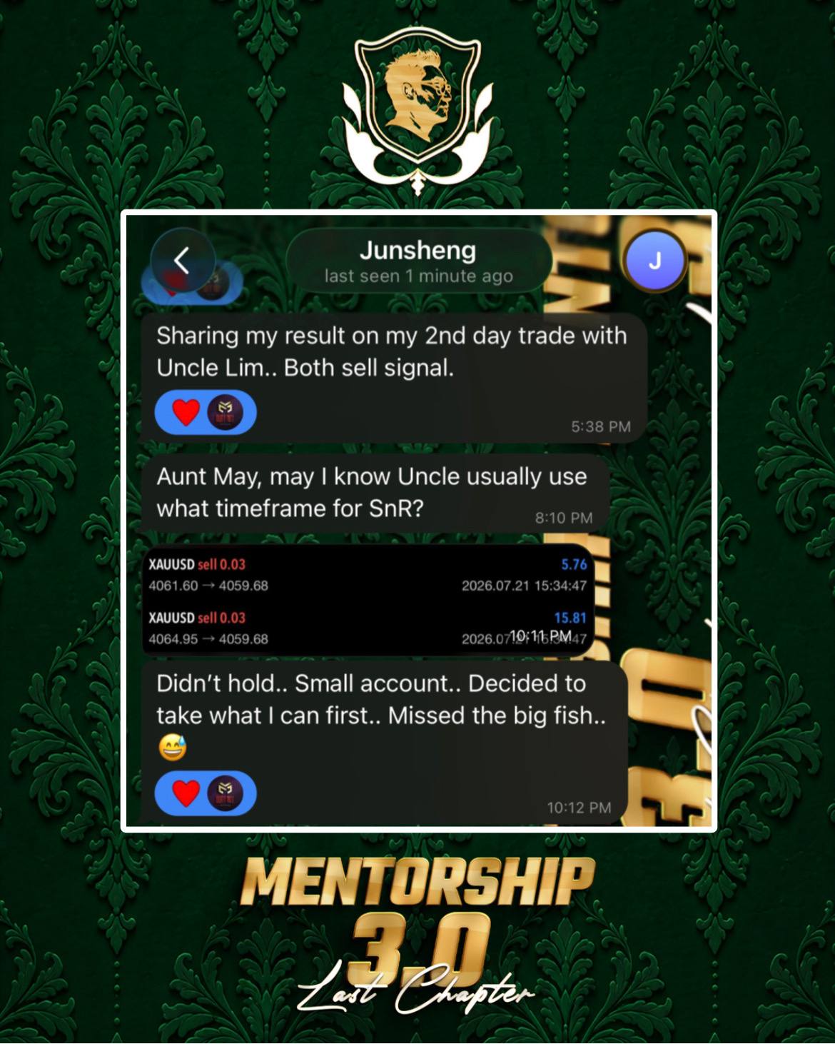 Apprentice Mel's trading feedback