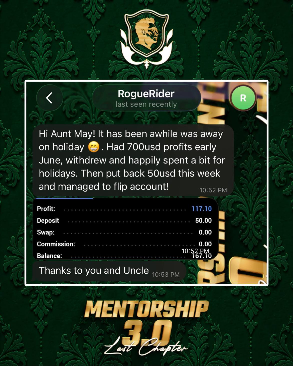 Apprentice RogueRider's trading feedback
